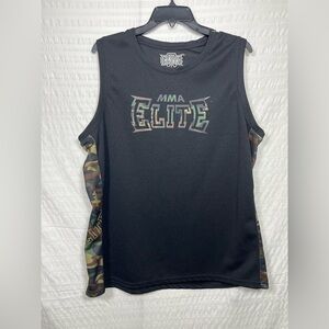 MMA Elite Black and Camo Sleeveless Tank Top Mixed Martial Arts Men Size LG